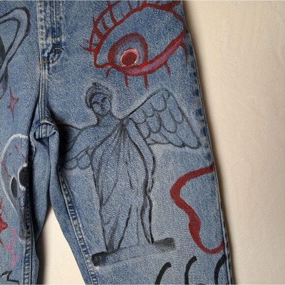 Vintage custom graffiti jeans anime neon genesis evangelion lee riders 12 - Picture 6 of 12